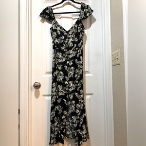 Reformation Baxley Flora Print Flutter Sleeve MIDI Dress